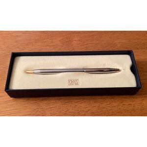 Cross USA Writing Pen In Box Silver & Gold WORKS Refillable Lightweight VTG 5099